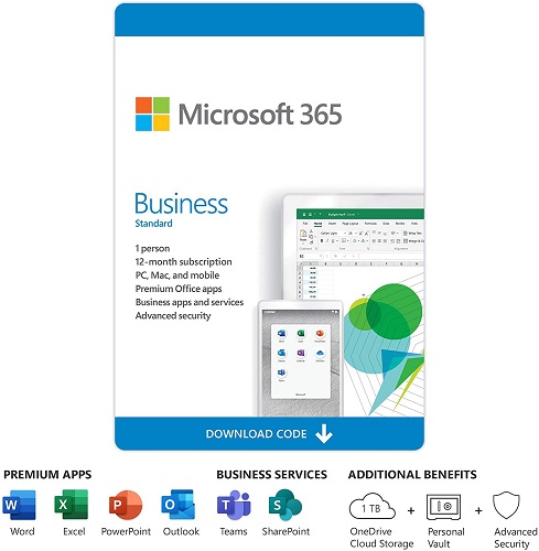 MICROSOFT 365 BUSINESS STANDARD – Licencia Original – 1 Año – 1 Usuario, 5  Dispositivos – Digital – Windows/Mac – Quiero Mi PC
